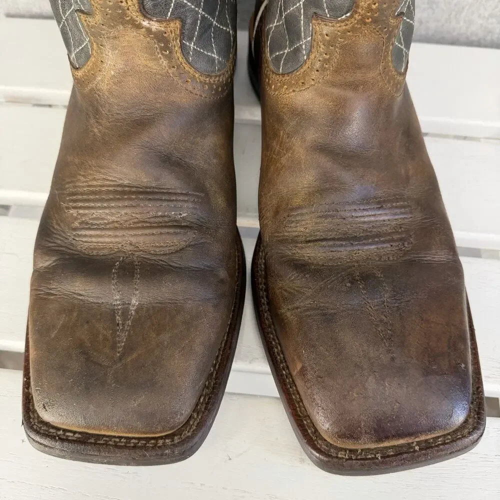 Twisted X Men's Ruff Stock Western distressed Boots in Bomber brown and Grey 12D